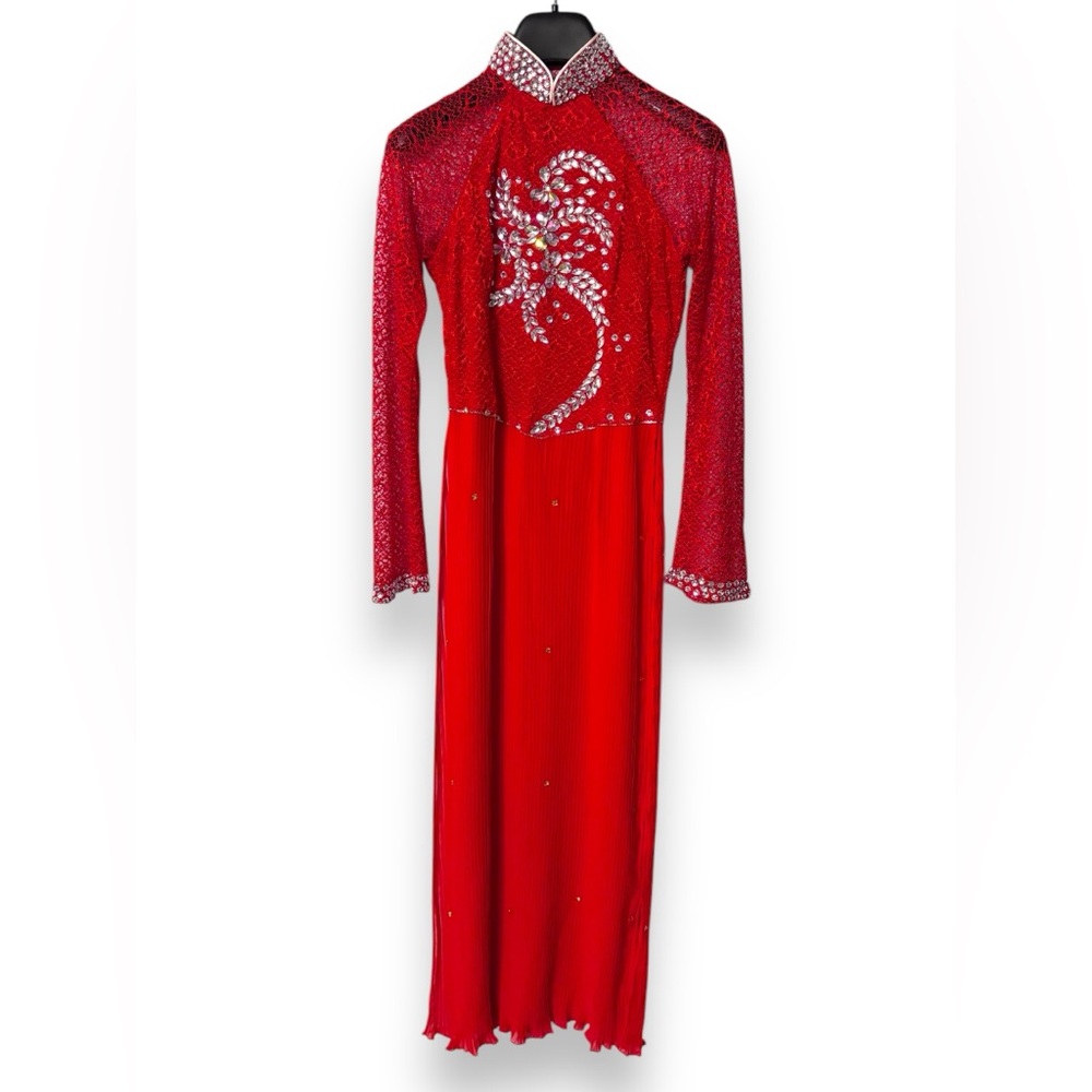 CHÂM Ao Dai Traditional Vietnamese Wedding Dress Rhinestone Encrusted VINTAGE
